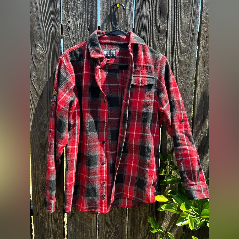 Red and Black Plaid Button-Up Shirt